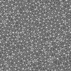 Poster - Triangles vector pattern. Multiple repeated inner triangles. Small shape size. Black and white style. Seamless pattern. Stylish vector tiles. Vibrant vector illustration.