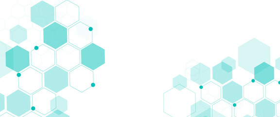 Leinwandbilder - Vector hexagons pattern. Structure molecule and communication. Science, technology and medical concept.