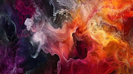 Poster - Abstract nebula with swirling cosmic clouds in vibrant colors.