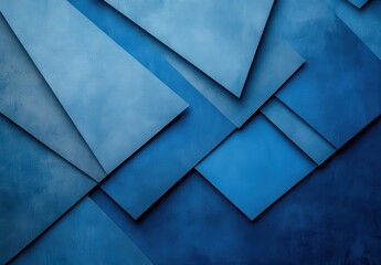 Poster - Abstract Blue Background Featuring Layered Geometric Shapes Creating Depth and Texture for Use in Modern Design, Art Projects, and Digital Media