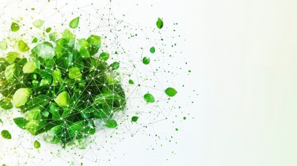 Poster - abstract representation of green leaves and connections symbolizing nature and technology fusion