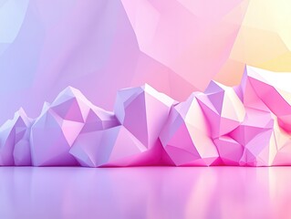 Poster - Abstract Geometric Background with Soft Pink and Lavender Tones, Featuring Low-Poly Shapes and Smooth Surfaces for Creative Design and Art Projects