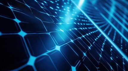 Poster - abstract blue digital grid with glowing lines and dots creating a futuristic atmosphere