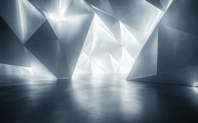 Aufkleber - Abstract Geometric Space with Dramatic Lighting and Sharp Edges, Creating a Futuristic Atmosphere for Modern Design and Artistic Backgrounds