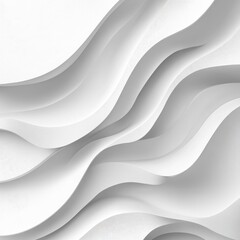 Poster - Abstract white paper waves background design with smooth lines and gentle curves creating a sense of depth and modern elegance for digital or print media use.