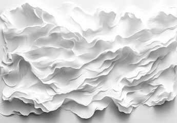 Poster - Abstract White Paper Texture with Flowing Waves and Ridges Creating an Elegant, Soft, and Airy Visual Experience for Contemporary Design Applications