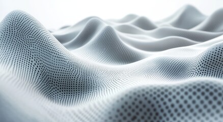 Poster - Abstract White Surface with Soft Flowing Fabric-Like Texture Highlighting Curves and Dots, Creating a Modern and Elegant Background for Various Creative Projects