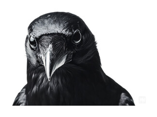 Crow face on a white background. isolated background.