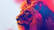 © Songsak - Vibrant Pop Art Lion Portrait with Bold Colors and Halftone Patterns in a Modern Artistic Style