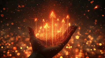 Poster - Glowing arrows rising from a hand, symbolizing growth and success.