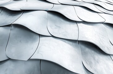 Poster - Elegant Close-Up of Modern Architectural Scales with Soft Curves and Reflections Capturing a Unique Metallic Aesthetic in Contemporary Design Features and Patterns
