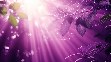 Poster - Sun rays through leaves, network connections.