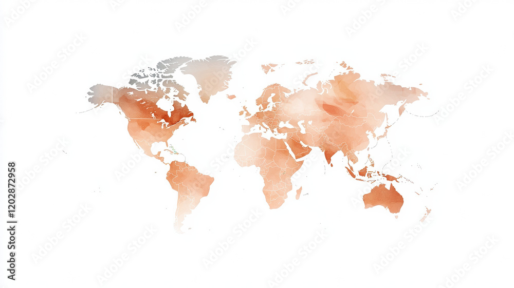 Distinct Maps Global political map with distinct color patterns showcasing continents ...