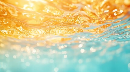 Wall Mural - stunning reflection of sunlight on calm ocean water: vibrant blues and warm golds create a mesmerizi
