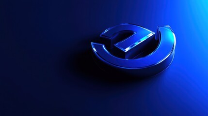 Poster - Blue metallic logo rotating, dark background, digital marketing