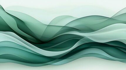 Sticker - Serene abstract waves in shades of green and white, creating a calming atmosphere for design use