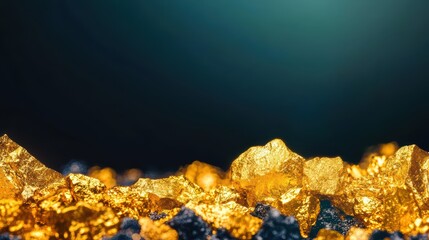 Poster - Shimmering Gold Particles Floating Close Up Against a Dark Background