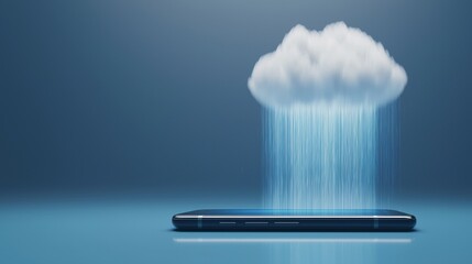 Poster - Data Streams Flowing from Smartphone into Glowing Cloud with Artistic Effect