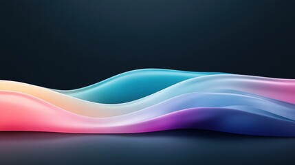 Poster - Colorful waves flowing, dark background, abstract design, website header