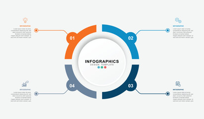 Fototapete - Vector Infographic label design template . process diagram with icons and 4 options or steps.