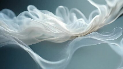 Poster - ethereal white smoke flowing gracefully in a serene blue background