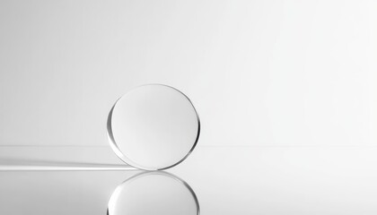 Poster - Clear Glass Circle Reflects Light On White Surface