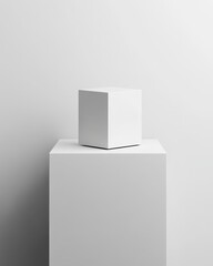 Poster - White Cube Rests Atop Larger White Cube