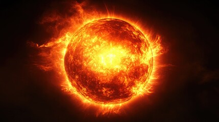 Wall Mural - orange sun in dark sky