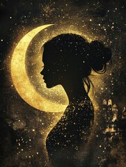 Wall Mural - Woman at Half Moon