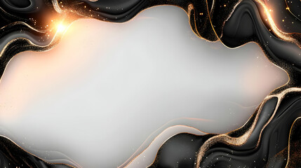 Poster - Abstract 3D Gold Black Waves Background