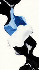 Poster - Abstract Liquid Art: Black White Blue Swirl