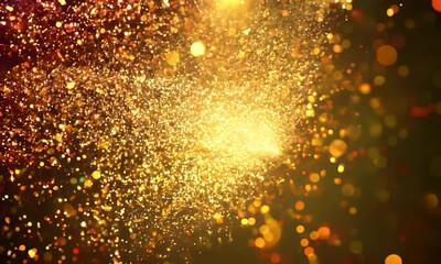 Wall Mural - 4k animation of sparkling, glittering particles with golden vibrant colors, perfect for festive, hol