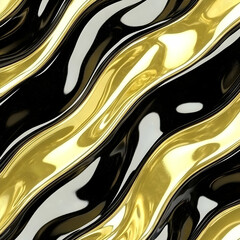 Poster - Abstract 3D Gold Black Wave Background
