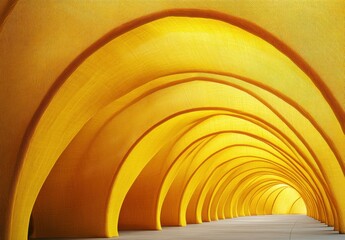Poster - Vibrant Yellow Architectural Design Featuring Smooth Arches and Curved Lines in a Modern Interior Space with a Playful and Energetic Atmosphere