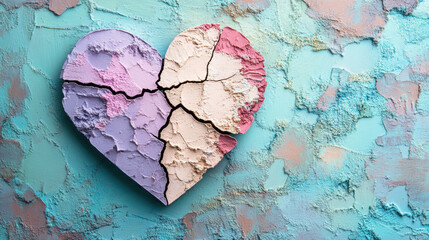 Poster - Bipolar Disorder, A cracked, glowing pastel heart image showcasing vibrant colors and high fidelity, perfect for creative projects and digital artwork.