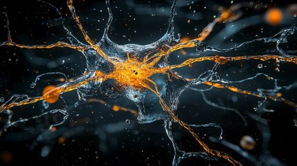 Poster - Artificial neurons in computer systems synthetic networks digital realm scientific visualization intricate design
