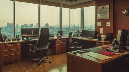 Poster - Modern Executive Office Overlooking City Skyline