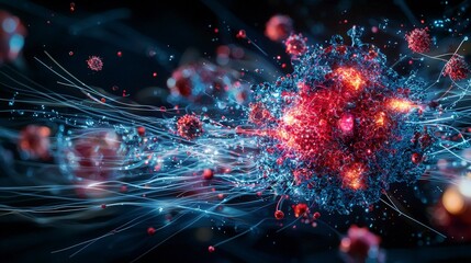 Aufkleber - Abstract insights on bioparticles and their communication of particle movement in science