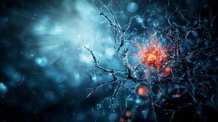 Aufkleber - Dynamic neural connections abstract digital environment scientific illustration conceptual art close-up consciousness impact