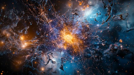 Leinwandbilder - Cosmic energy threads unite exploring universal connections space digital art cosmic environment celestial viewpoint
