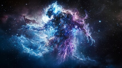 Poster - Ethereal cosmic creature emerges from the stars deep space digital art galactic environment cosmic perspective