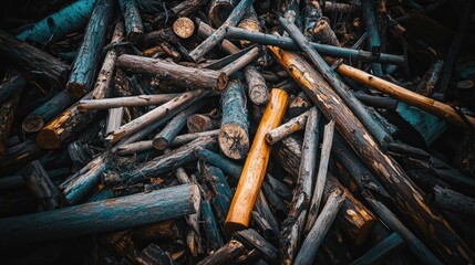 Poster - A Pile Of Dark And Light Brown Wooden Logs