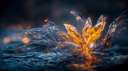 Leinwandbilder - Glowing dance of nerve fibers abstract concept digital art ethereal environment close-up view visual symphony