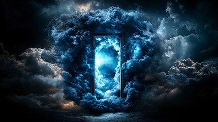 Poster - Mystical cloud doorway dreamscape digital art surreal environment fantastical viewpoint portal to imagination