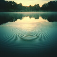 Poster - Serene lake reflection tranquil nature scene calm water peaceful environment dawn viewpoint inner peace concept
