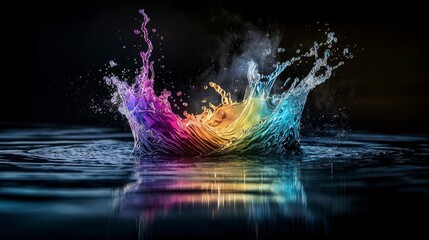 Aufkleber - Sound waves transformed into colorful water splashes artistic display underwater environment captivating viewpoint