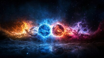 Leinwandbilder - The birth and death of stars cosmic life cycles in a colorful universe deep space digital art galactic view