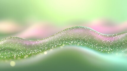 Poster - Glittering Green Waves Abstract Background Design