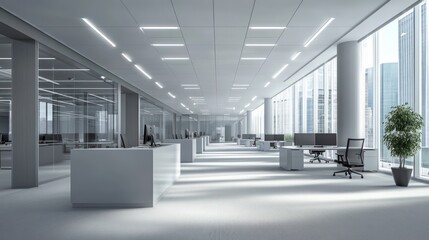 Poster - Modern Office Space With Glass Walls and City View