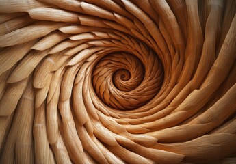 Poster - Intricate Wooden Spiral Design Showcasing Beautiful Layered Texture, Warm Tones, and Natural Patterns in a Captivating Abstract Formation